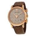 Shop Authentic Emporio Armani Classic Chronograph White Dial Brown Leather Strap Watch For Men - AR1809 - Luxxuri