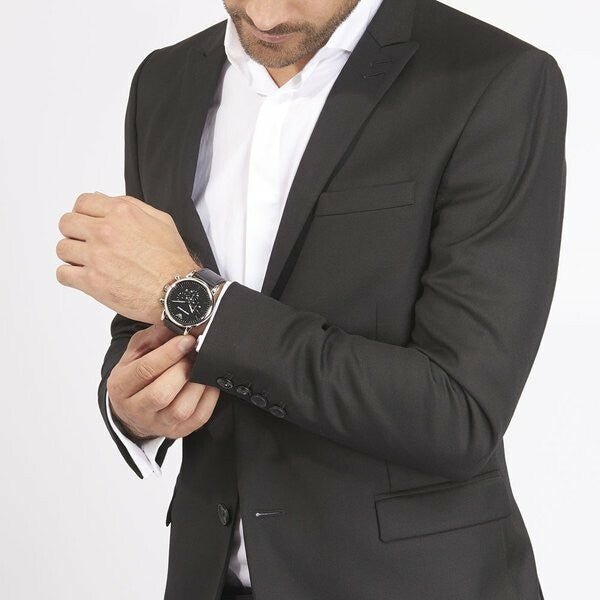 Shop Authentic Emporio Armani Luigi Chronograph Black Dial Black Leather Watch For Men - AR1828 - Luxxuri