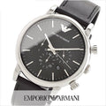 Shop Authentic Emporio Armani Luigi Chronograph Black Dial Black Leather Watch For Men - AR1828 - Luxxuri