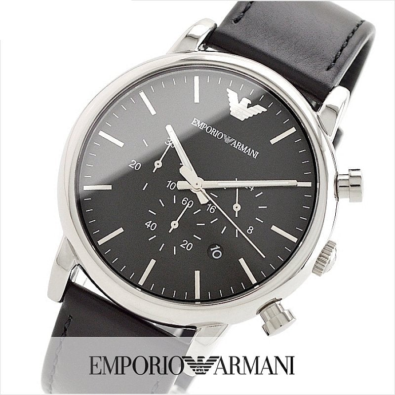 Shop Authentic Emporio Armani Luigi Chronograph Black Dial Black Leather Watch For Men - AR1828 - Luxxuri