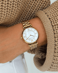 Shop Authentic Emporio Armani Gianni T Bar White Mother of Pearl Dial Gold Steel Strap Watch For Women - AR1907 - Luxxuri