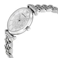 Shop Authentic Emporio Armani Gianni T Bar White Crystal Pave Dial Silver Stainless Steel Strap Watch For Women - AR1925 - Luxxuri