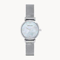 Shop Authentic Emporio Armani Gianni T Bar Mother of Pearl Dial Silver Steel Strap Watch For Women - AR1955 - Luxxuri
