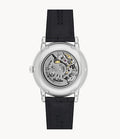 Shop Authentic Emporio Armani Luigi Silver Skeleton Dial Black Leather Strap Watch For Men - AR1981 - Luxxuri