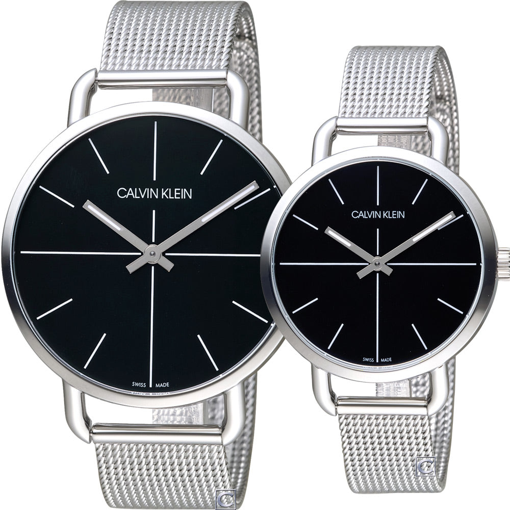 Shop Authentic Calvin Klein Even Black Dial Silver Mesh Bracelet Watch for Women - K7B23121 - Luxxuri