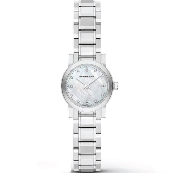 Shop Authentic Burberry The City Diamonds Mother of Pearl Dial Silver Steel Strap Watch for Women - BU9224 - Luxxuri