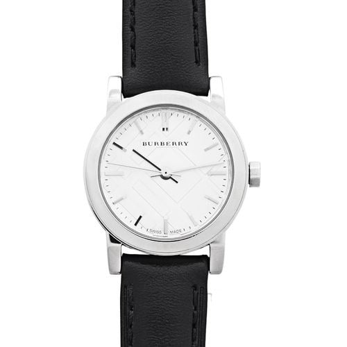 Shop Authentic Burberry The City White Dial Black Leather Strap Watch for Women - BU9206 - Luxxuri