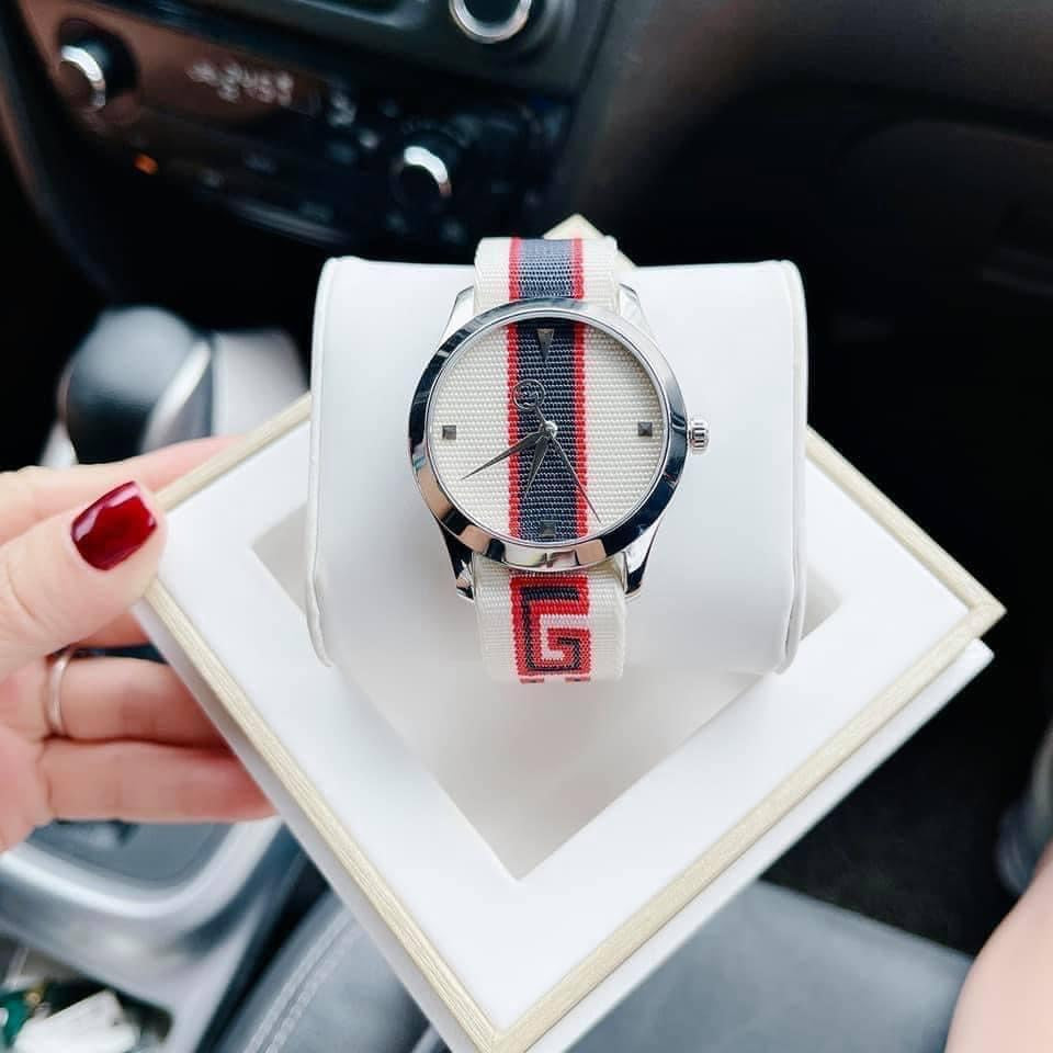 Shop Authentic Gucci G Timeless Quartz White Dial Two Tone NATO Strap Watch For Men - YA1264071 - Luxxuri