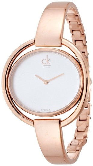 Shop Authentic Calvin Klein Impetuos Silver Dial Rose Gold Steel Strap Watch for Women - K4F2N616 - Luxxuri