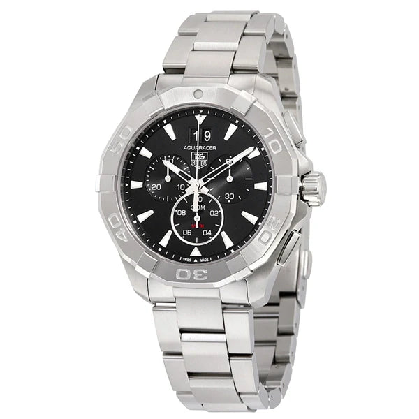 Tag Heuer Aquaracer Chronograph Black Dial Silver Steel Strap Watch for Men - CAY1110.BA0927