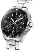 Shop Authentic Tag Heuer Aquaracer Quartz Chronograph Black Dial Silver Steel Strap Watch for Men - CAY111A.BA0927 - Luxxuri