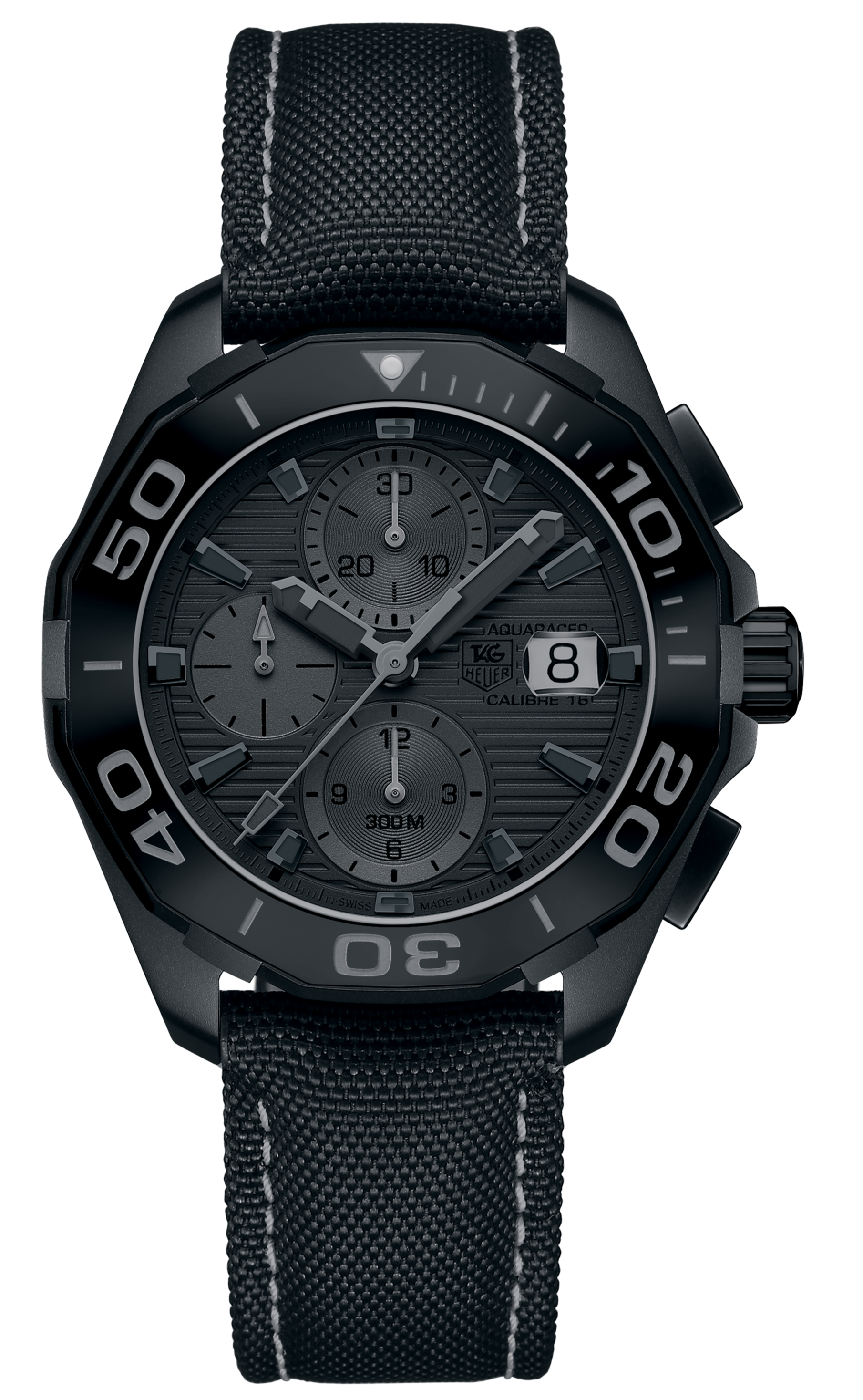 Tag Heuer Aquaracer Automatic Chronograph Special Edition Titanium Grey Dial Black Leather Strap Watch for Men - CAY218B.FC6370