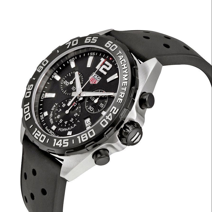 Tag Heuer Formula 1 Black Dial Black Leather Strap Watch for Men - CAZ1010.FT8024