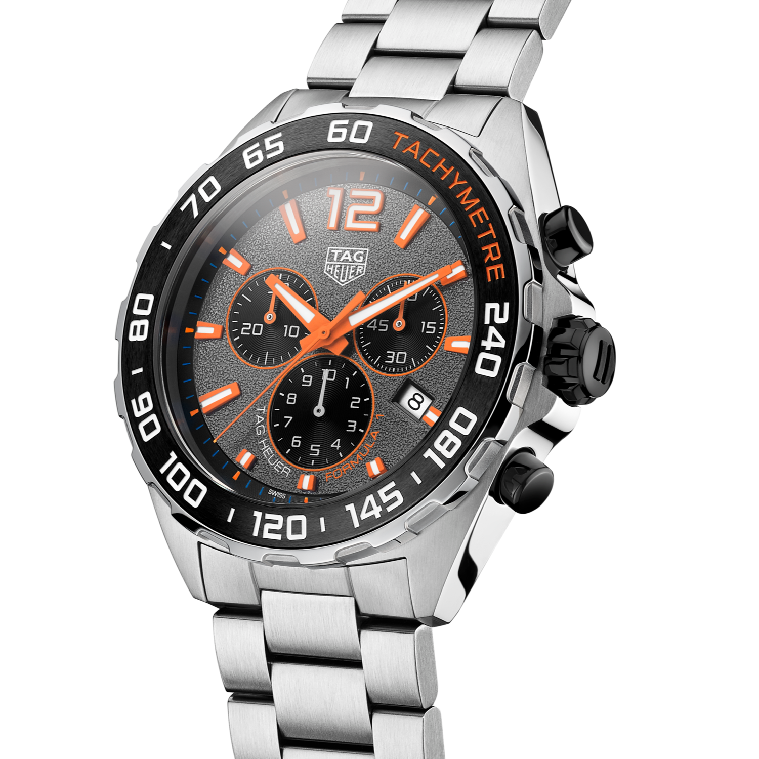Tag Heuer Formula 1 Chronograph Ceramic Black Dial Silver Steel Strap Watch for Men - CAZ101AH.BA0842