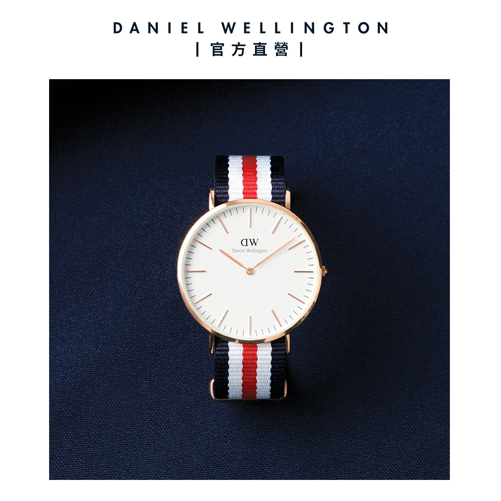 Shop Authentic Daniel Wellington Classic Canterbury White Dial Two Tone Nylon Strap Watch For Men - DW00100002 - Luxxuri