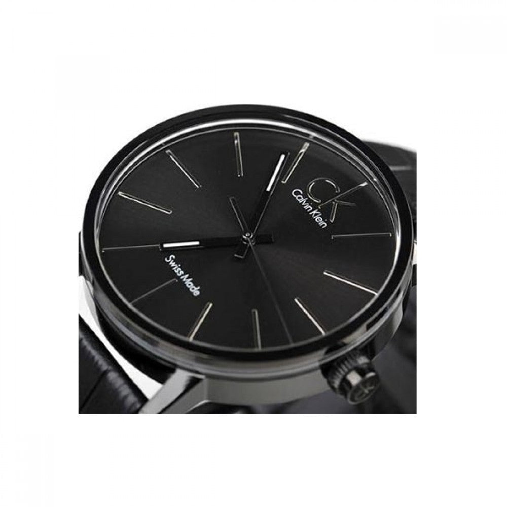 Shop Authentic Calvin Klein Post Minimal Black Dial Black Leather Strap Watch for Men - K7621401 - Luxxuri