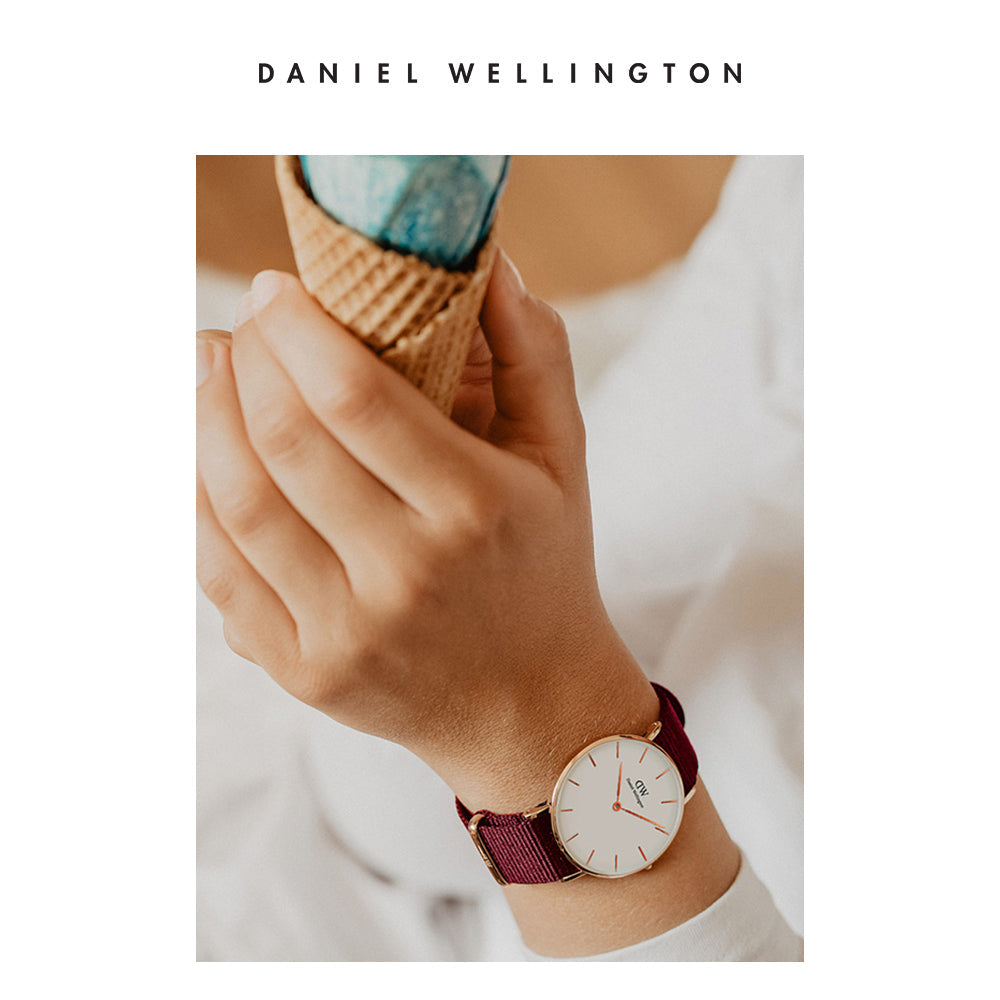 Shop Authentic Daniel Wellington Roselyn 3A Petite White Dial Red NATO Strap Watch For Women - DW00100293 - Luxxuri