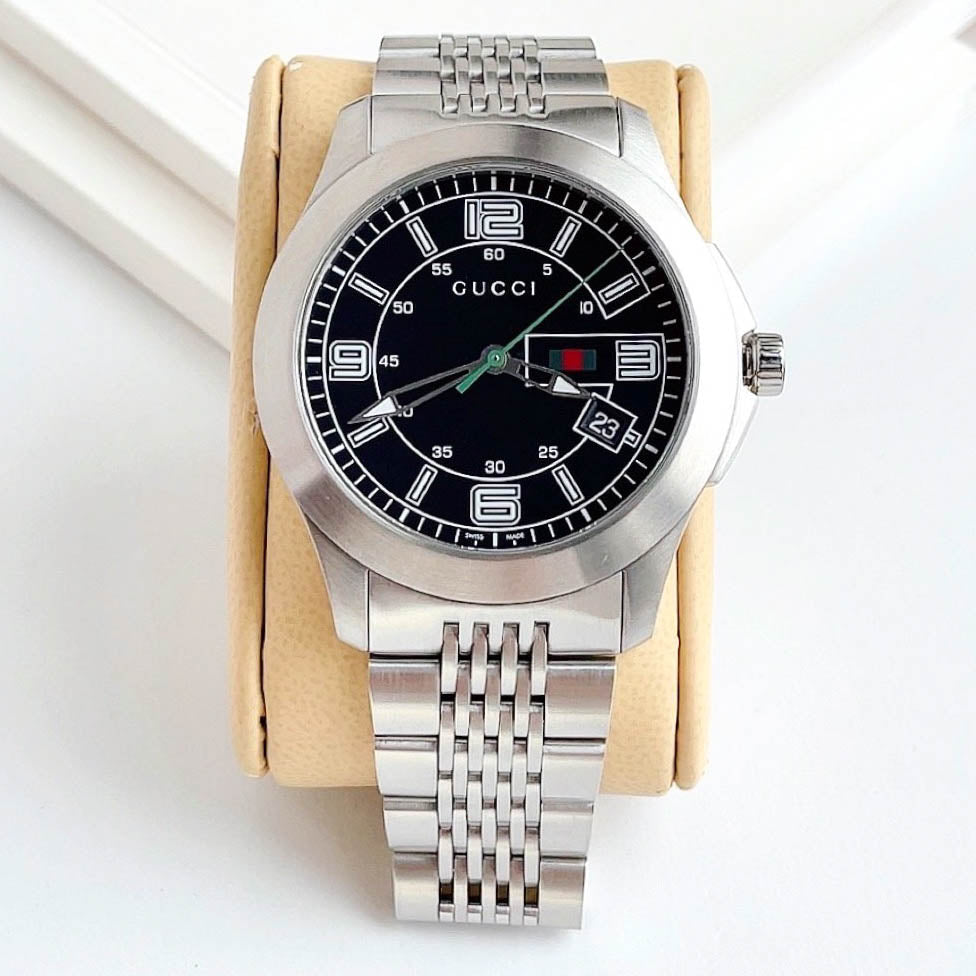 Shop Authentic Gucci G Timeless Black Dial Silver Steel Strap Watch For Men - YA126201 - Luxxuri