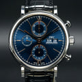 Shop Authentic IWC Portofino Chronograph Blue Dial Black Leather Strap Watch for Men - IW391036 - Luxxuri