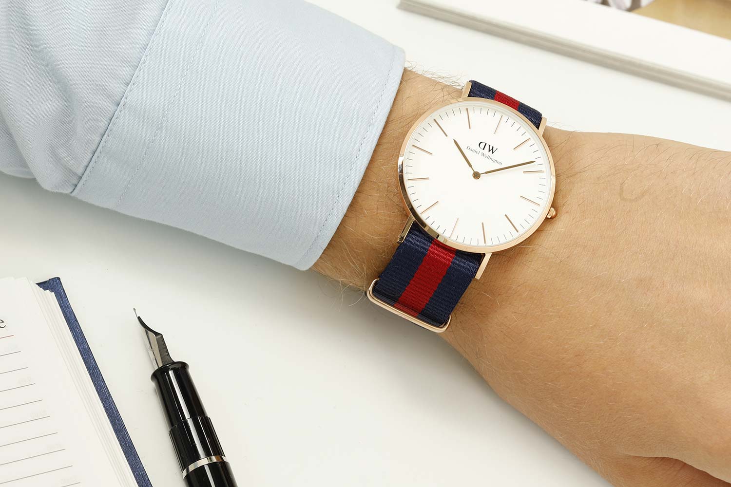 Shop Authentic Daniel Wellington Classic Oxford White Dial Two Tone NATO Strap Watch For Men - DW00100001 - Luxxuri