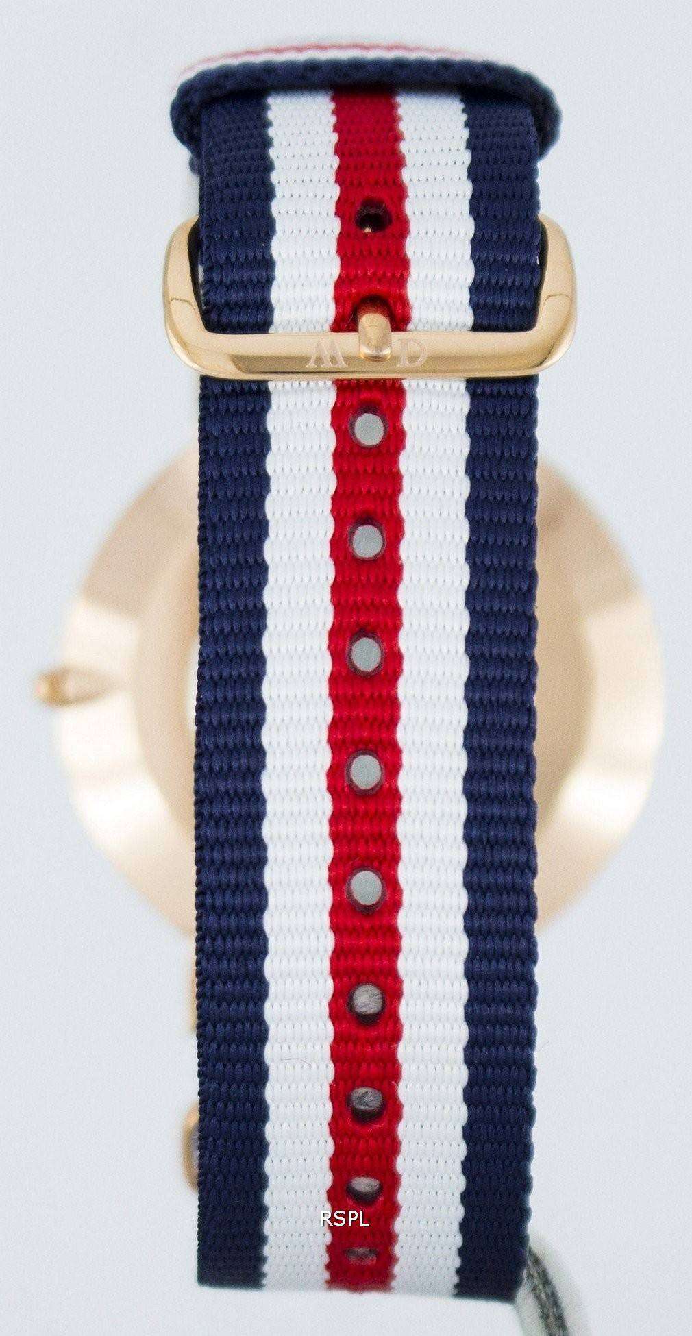 Shop Authentic Daniel Wellington Classic Canterbury White Dial Two Tone Nylon Strap Watch For Men - DW00100002 - Luxxuri