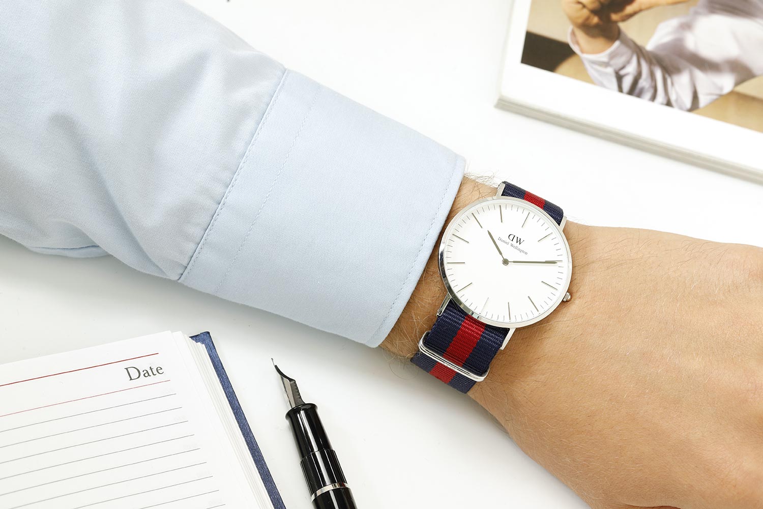 Shop Authentic Daniel Wellington Classic Oxford White Dial Two Tone Nylon Strap Watch For Men - DW00100015 - Luxxuri
