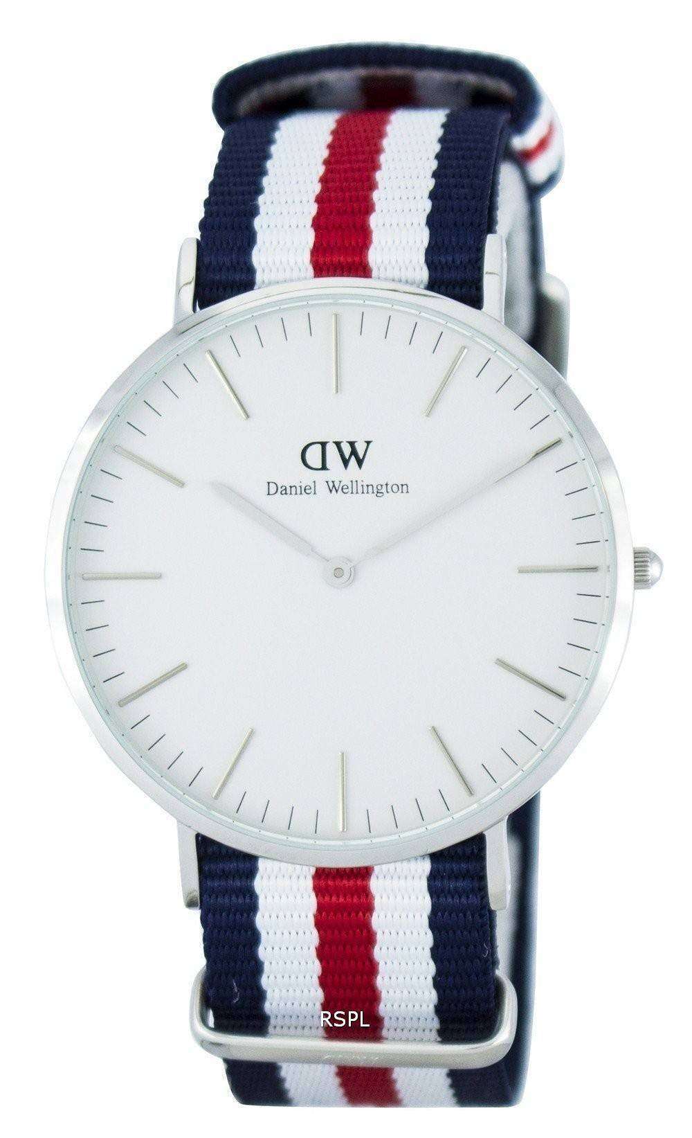 Shop Authentic Daniel Wellington Classic Canterbury White Dial Two Tone Nylon Strap Watch For Men - DW00100016 - Luxxuri