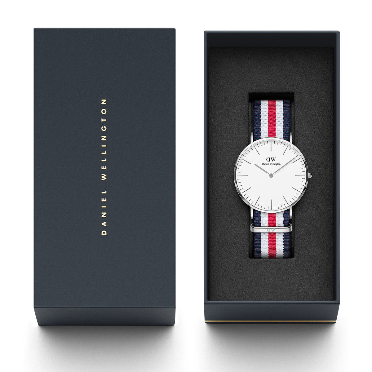 Shop Authentic Daniel Wellington Classic Canterbury White Dial Two Tone Nylon Strap Watch For Men - DW00100016 - Luxxuri