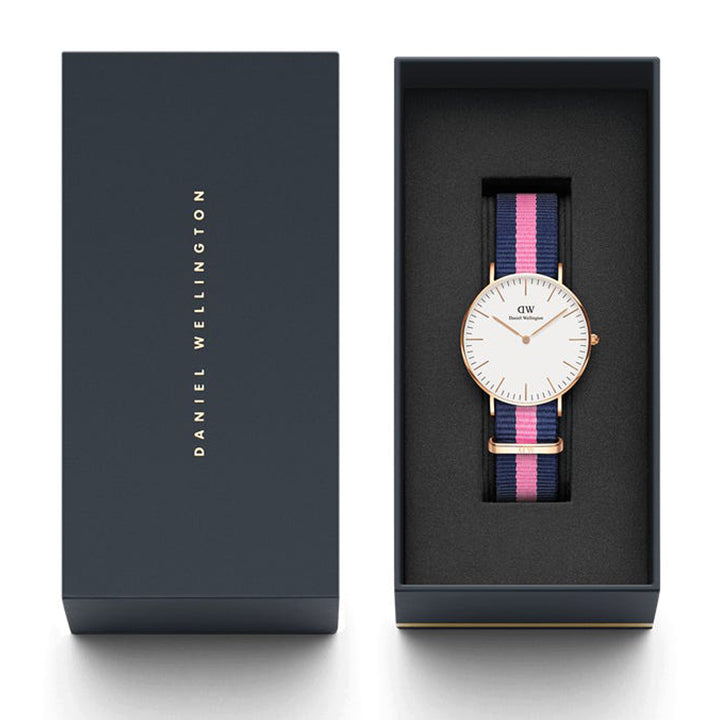 Shop Authentic Daniel Wellington Classic Winchester White Dial Three Tone Nylon Strap Watch For Women - DW00100033 - Luxxuri