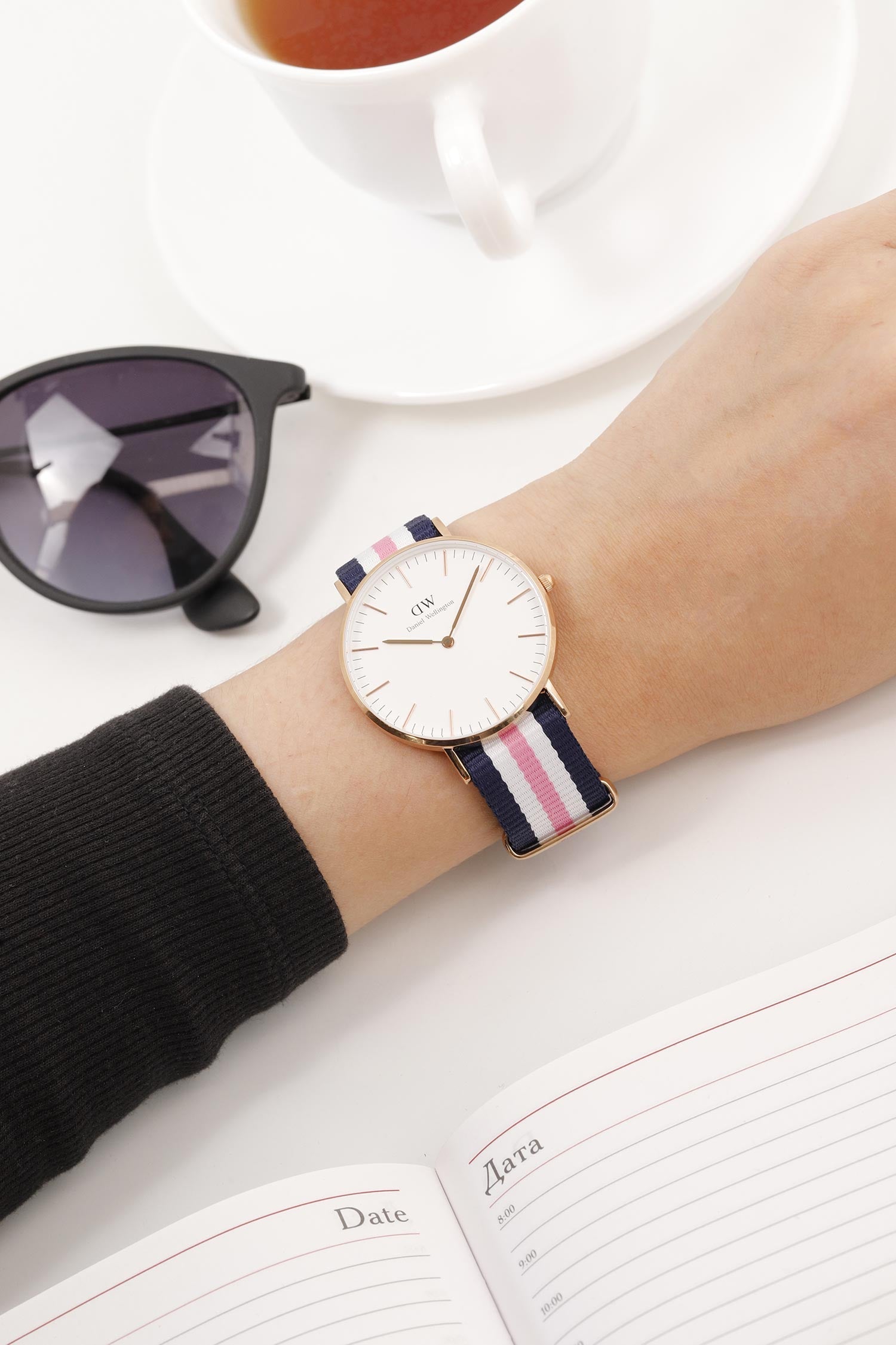 Shop Authentic Daniel Wellington Classic South Hampton White Dial Two Tone Nylon Strap Watch For Women - DW00100034 - Luxxuri