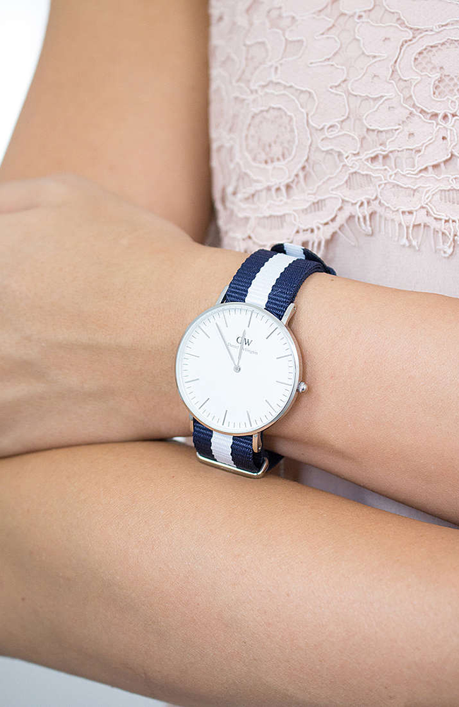 Shop Authentic Daniel Wellington Classic Glasgow White Dial Two Tone NATO Strap Unisex Watch - DW00100047 - Luxxuri