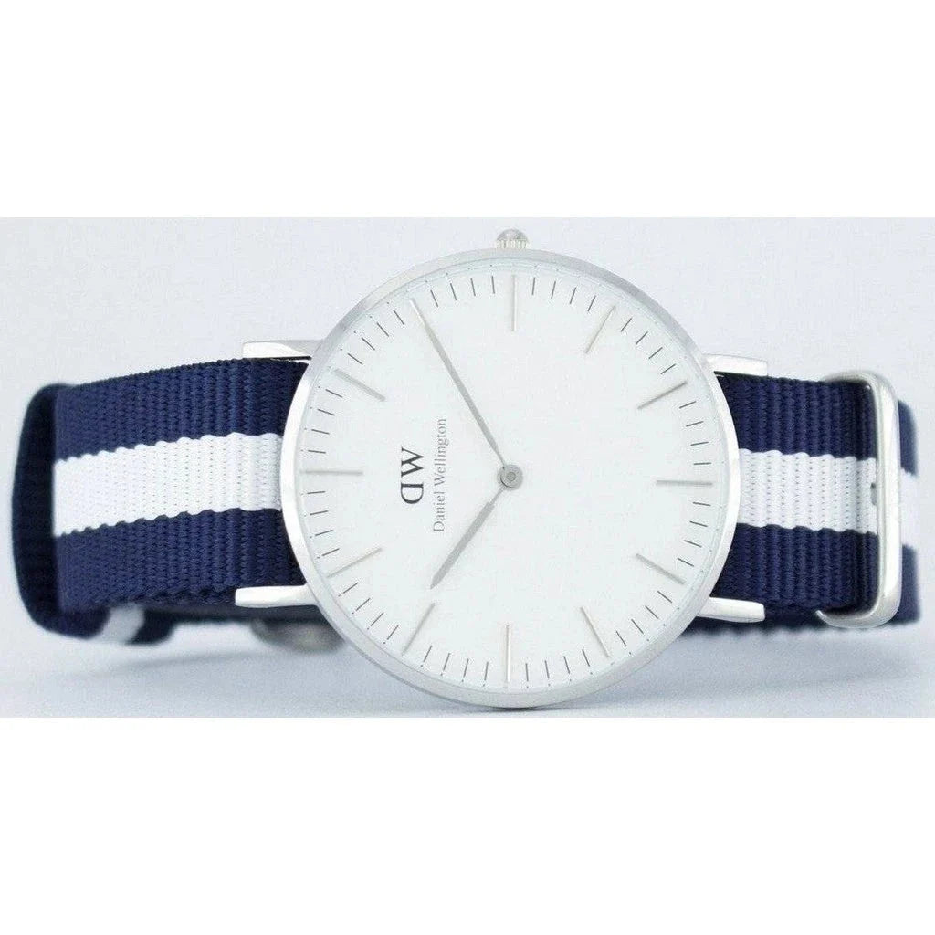 Shop Authentic Daniel Wellington Classic Glasgow White Dial Two Tone NATO Strap Unisex Watch - DW00100047 - Luxxuri