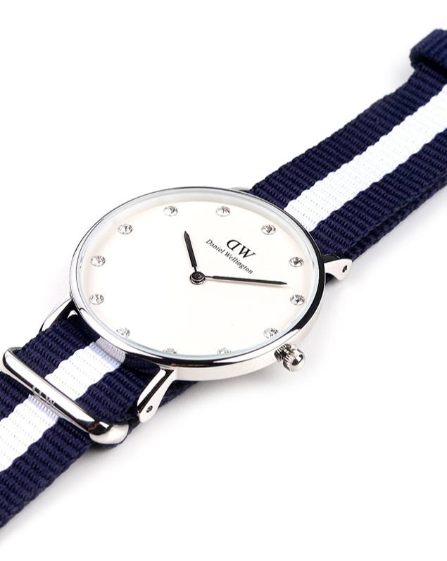 Shop Authentic Daniel Wellington Classy Glasgow White Dial Two Tone Nylon Strap Watch For Women - DW00100082 - Luxxuri