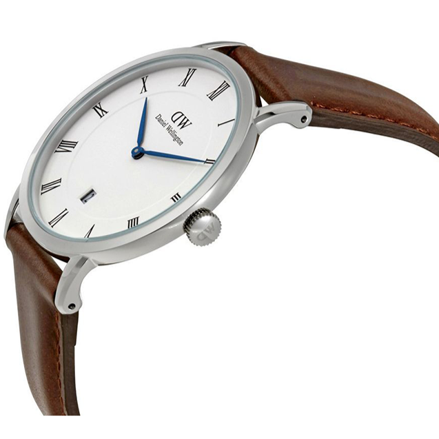 Shop Authentic Daniel Wellington Dapper Bristol White Dial Brown Leather Strap Watch For Women - DW00100098 - Luxxuri