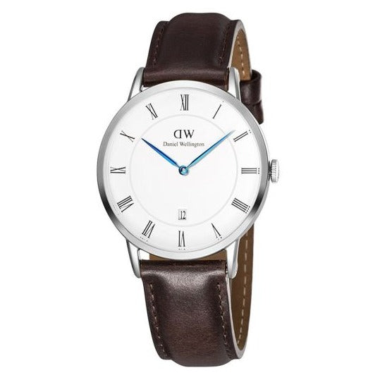 Shop Authentic Daniel Wellington Dapper Bristol White Dial Brown Leather Strap Watch For Women - DW00100090 - Luxxuri