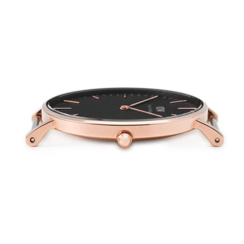 Shop Authentic Daniel Wellington Classic York Black Dial Brown Leather Strap Watch For Women - DW00100140 - Luxxuri