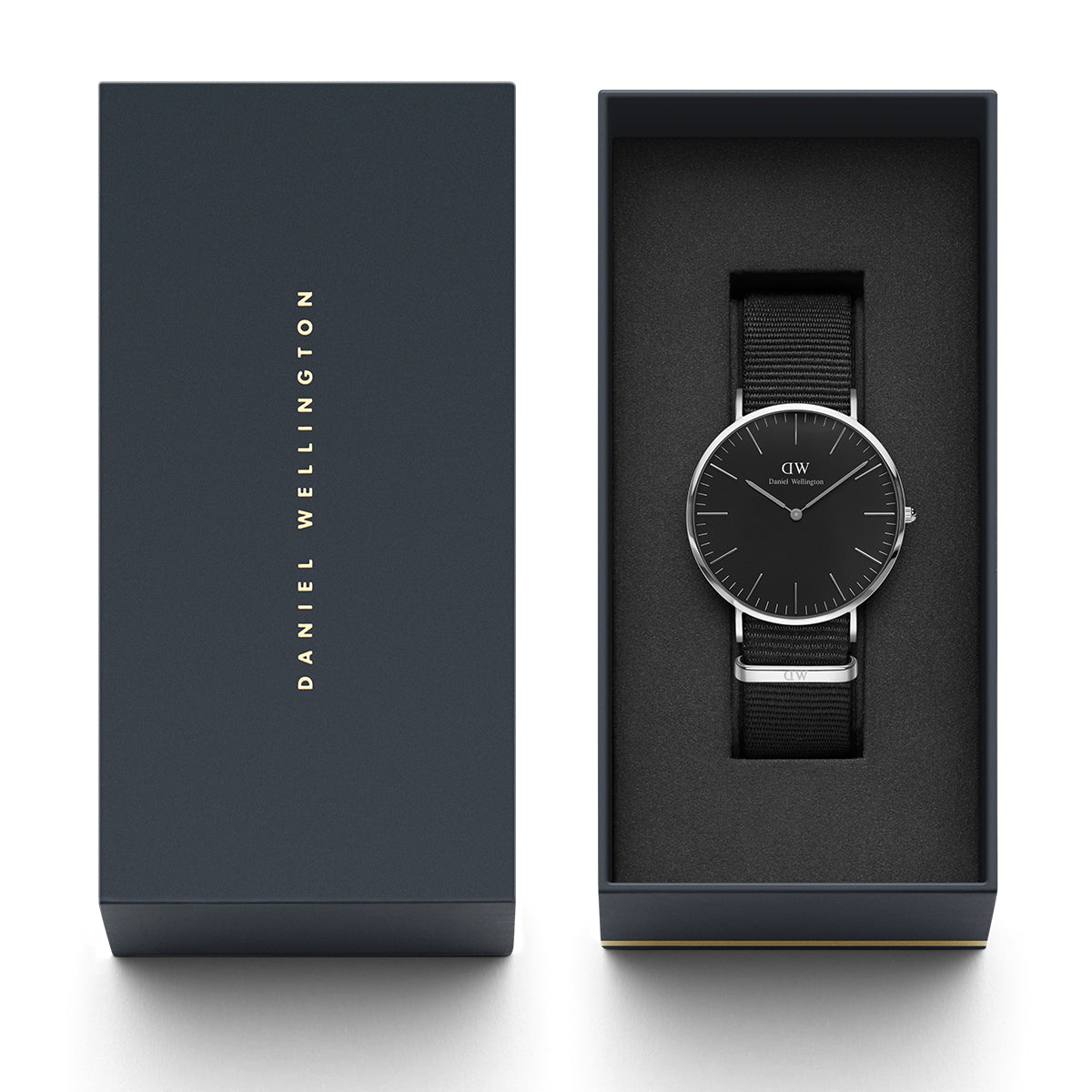 Shop Authentic Daniel Wellington Classic Cornwall Black Dial Black Nylon Strap Watch For Women - DW00100149 - Luxxuri