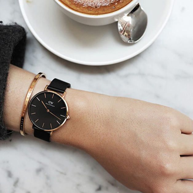 Shop Authentic Daniel Wellington Classic Petite Cornwall Black Dial Black NATO Strap Watch For Women - DW00100215 - Luxxuri