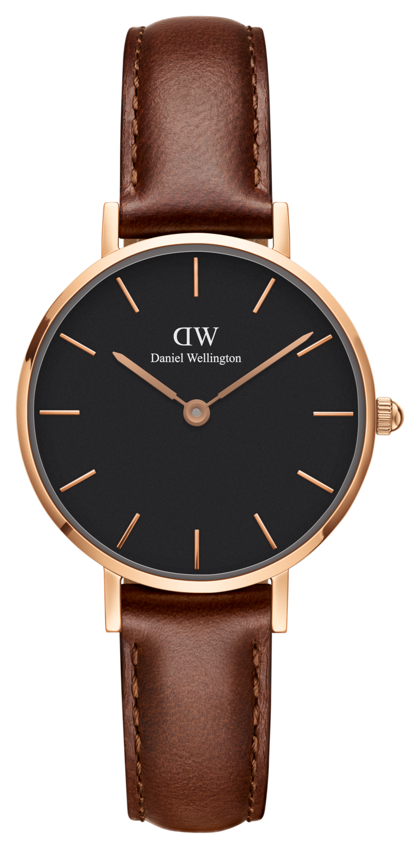 Shop Authentic Daniel Wellington Classic Petite St Mawes Black Dial Brown Leather Strap Watch For Women - DW00100225 - Luxxuri