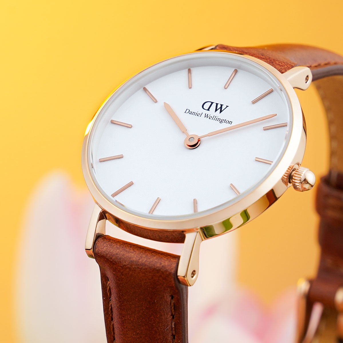Shop Authentic Daniel Wellington Classic Petite St Mawes White Dial Brown Leather Strap Watch For Women - DW00100231 - Luxxuri