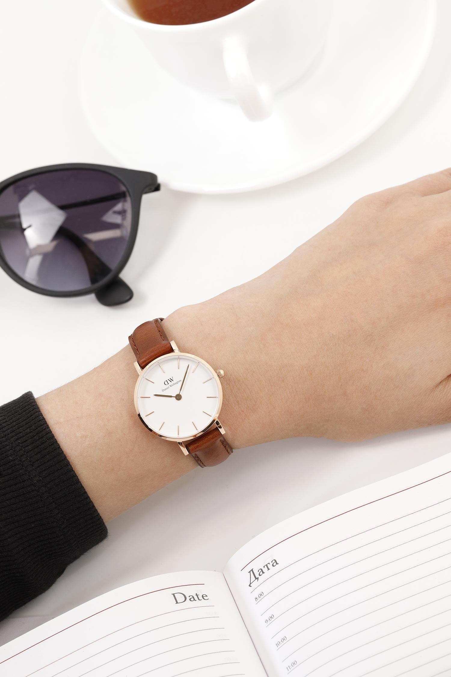 Shop Authentic Daniel Wellington Classic Petite St Mawes White Dial Brown Leather Strap Watch For Women - DW00100231 - Luxxuri
