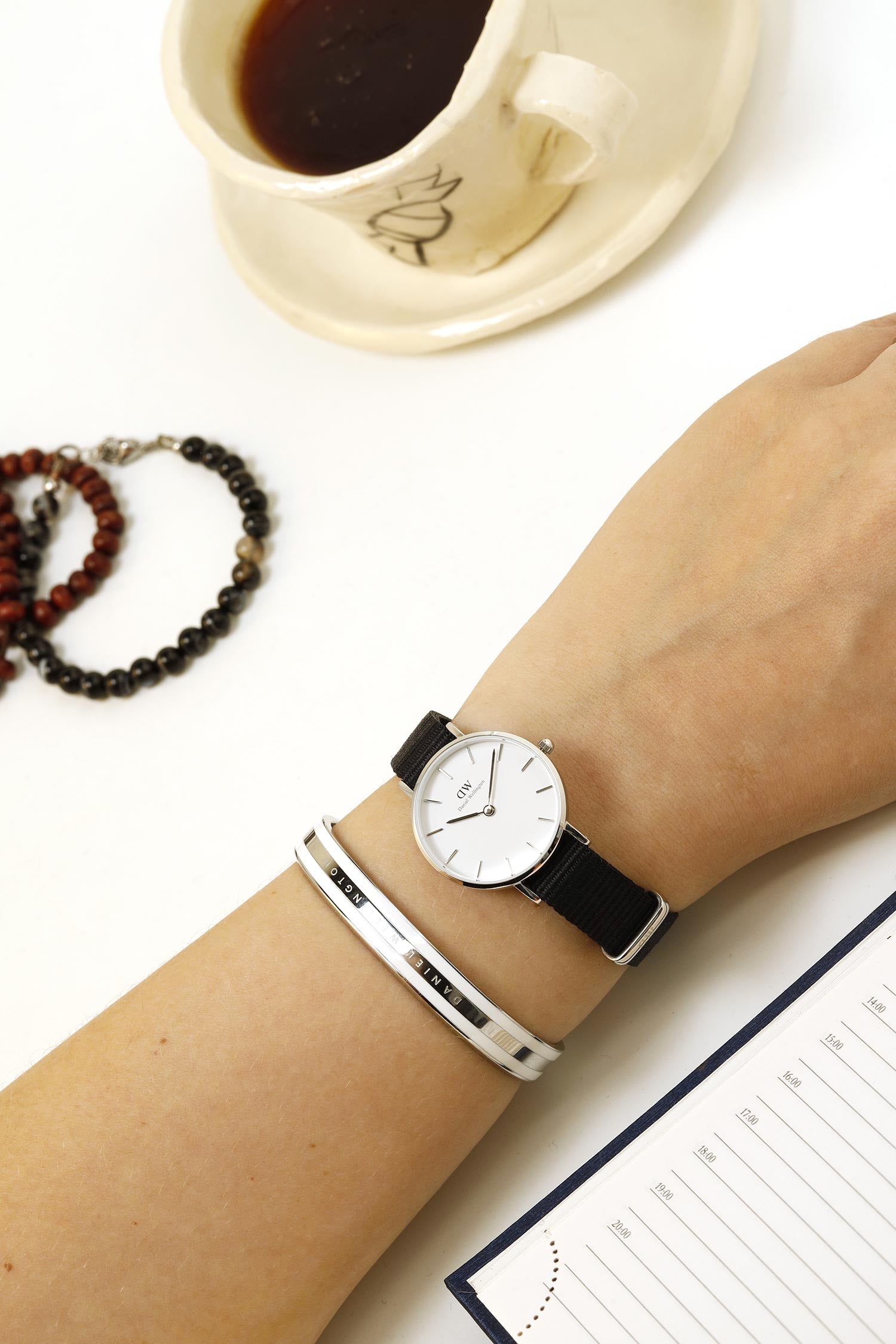 Shop Authentic Daniel Wellington Classic Petite Cornwall White Dial Black Nylon Strap Watch For Women - DW00100252 - Luxxuri