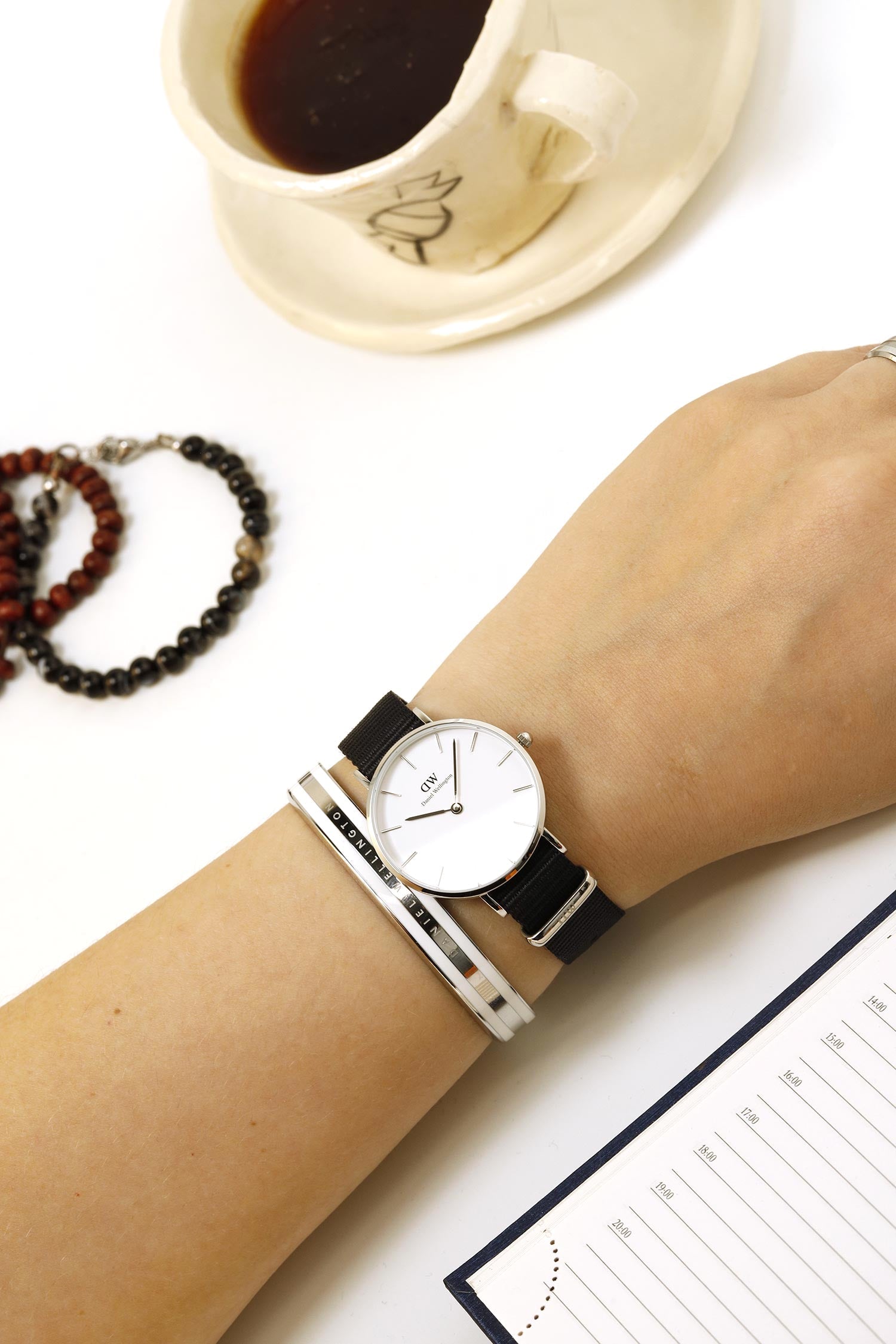 Shop Authentic Daniel Wellington Classic Petite Cornwall White Dial Black NATO Strap Watch For Women - DW00100254 - Luxxuri