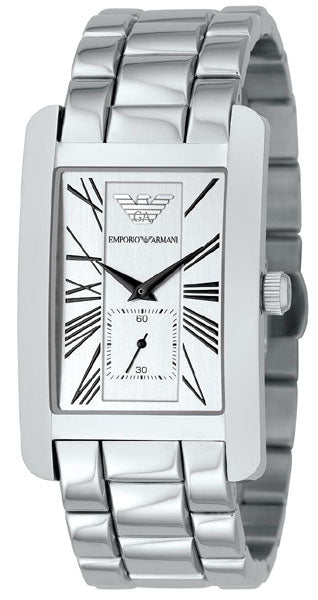 Emporio Armani Classic White Dial Silver Steel Strap Watch For Men - AR0145