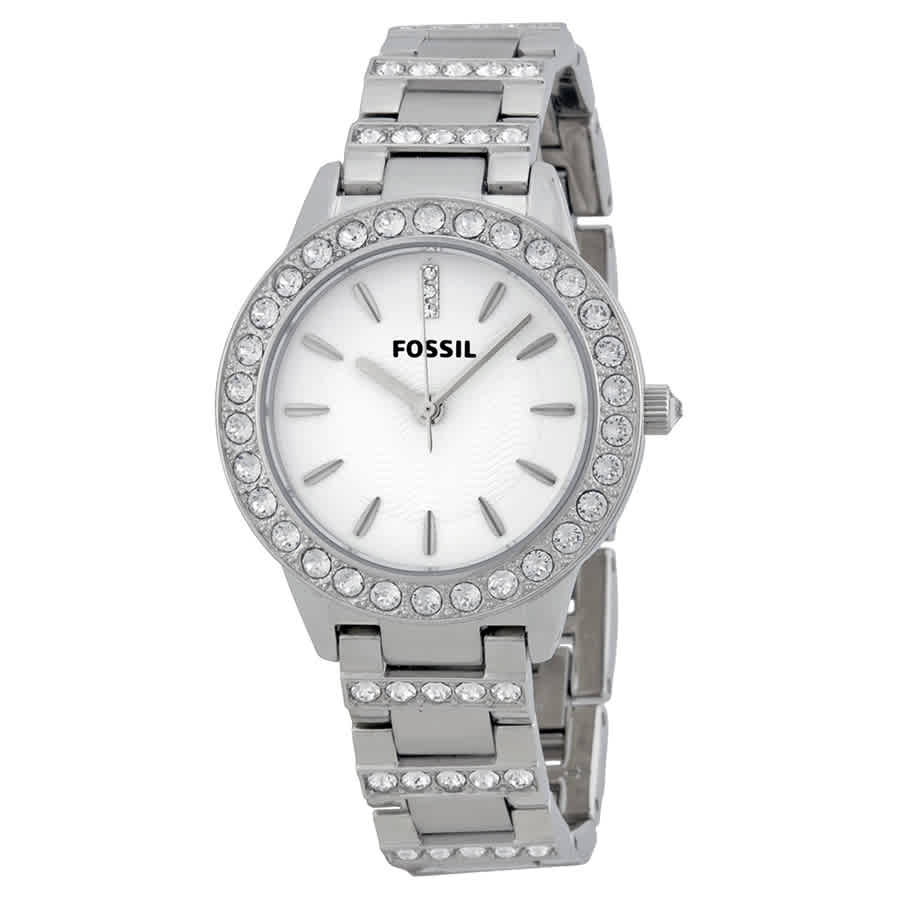 Fossil Jesse White Dial Silver Steel Strap Watch for Women - ES2362