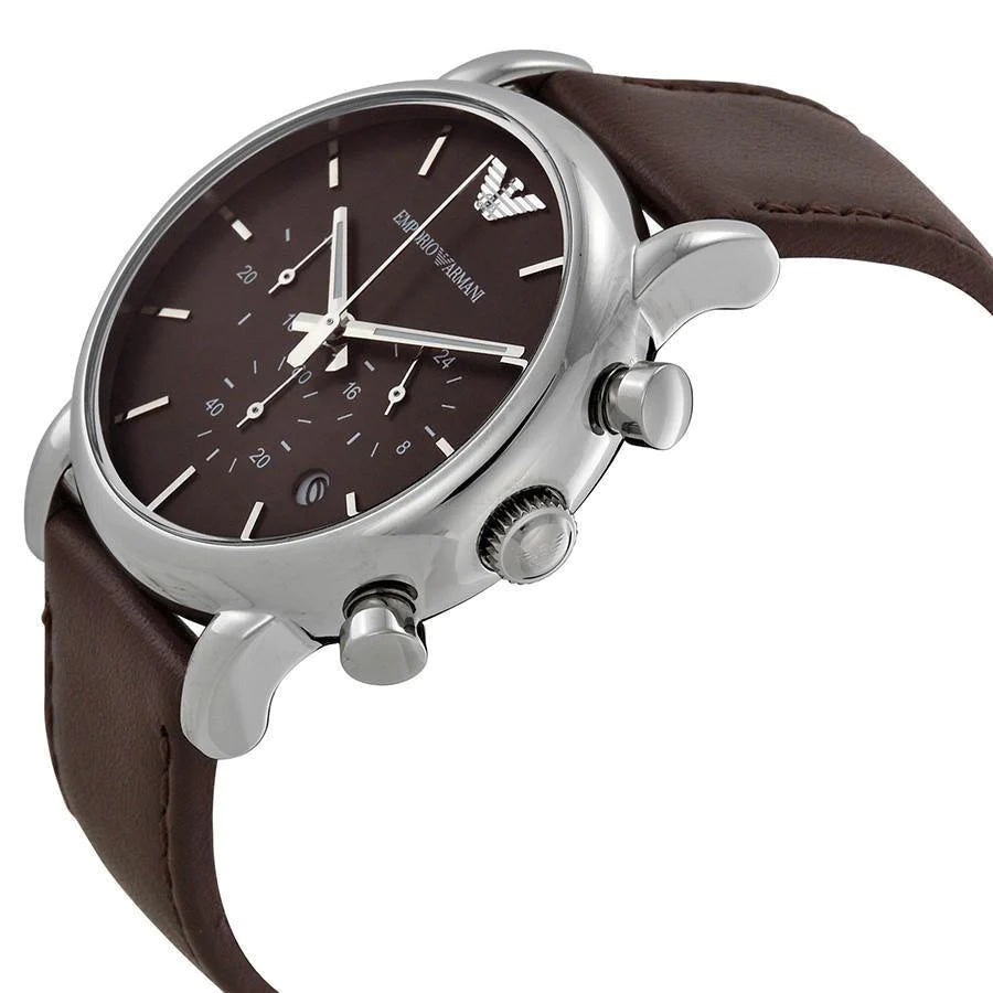 Shop Authentic Emporio Armani Classic Chronograph Brown Dial Brown Leather Strap Watch For Men - AR1734 - Luxxuri