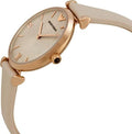 Shop Authentic Emporio Armani Gianni T Bar Light Brown Dial White Leather Strap Watch For Women - AR1769 - Luxxuri