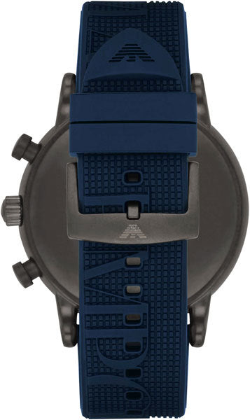 Emporio Armani Luigi Chronograph Black Dial Blue Rubber Strap Watch For Men - AR11023