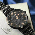 Shop Authentic Emporio Armani Gianni T Bar All Black Diamond Dial Watch For Women - AR11245 - Luxxuri