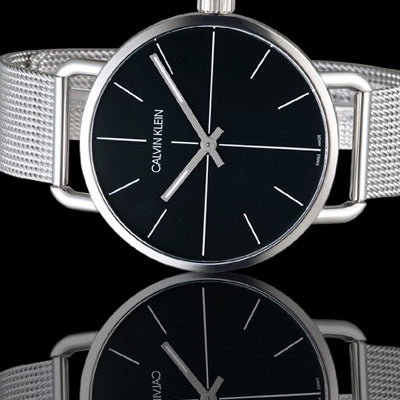 Shop Authentic Calvin Klein Even Black Dial Silver Mesh Bracelet Watch for Women - K7B23121 - Luxxuri
